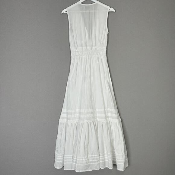Pampelone Sienna Maxi Dress Womens Small White 100% Cotton Tiered Boho Resort - Picture 6 of 15